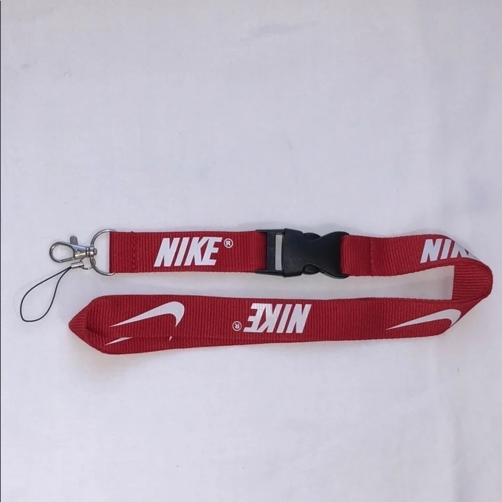 New Nike Red and White Lanyard ID Badge Keychain